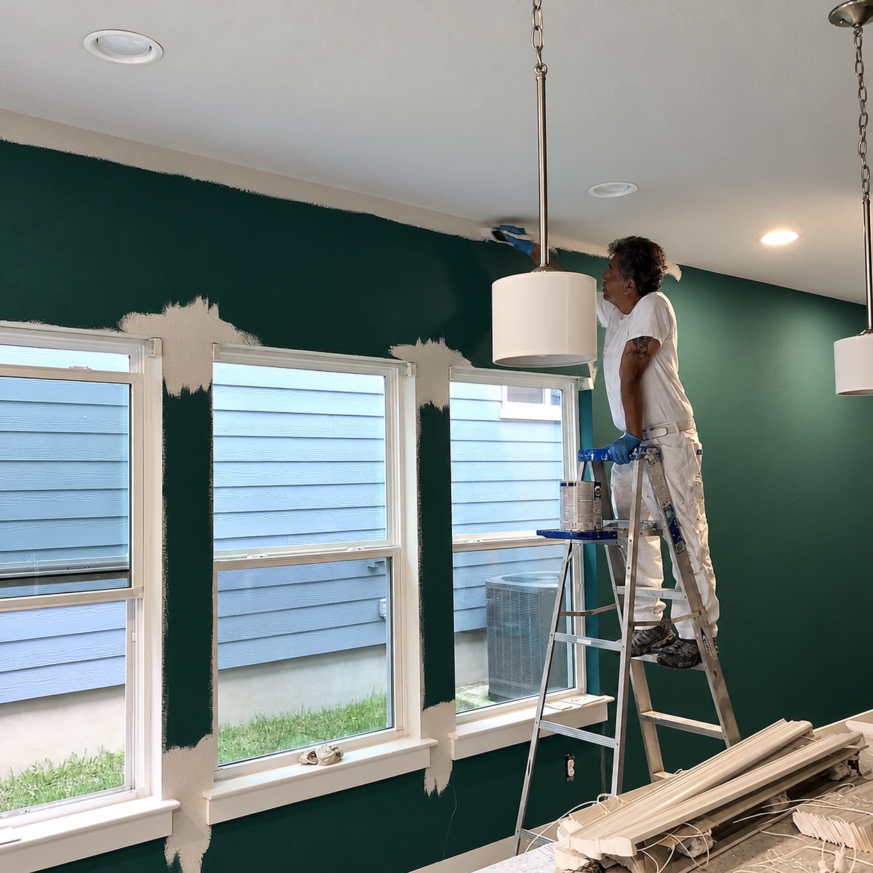 Interior painting in progress