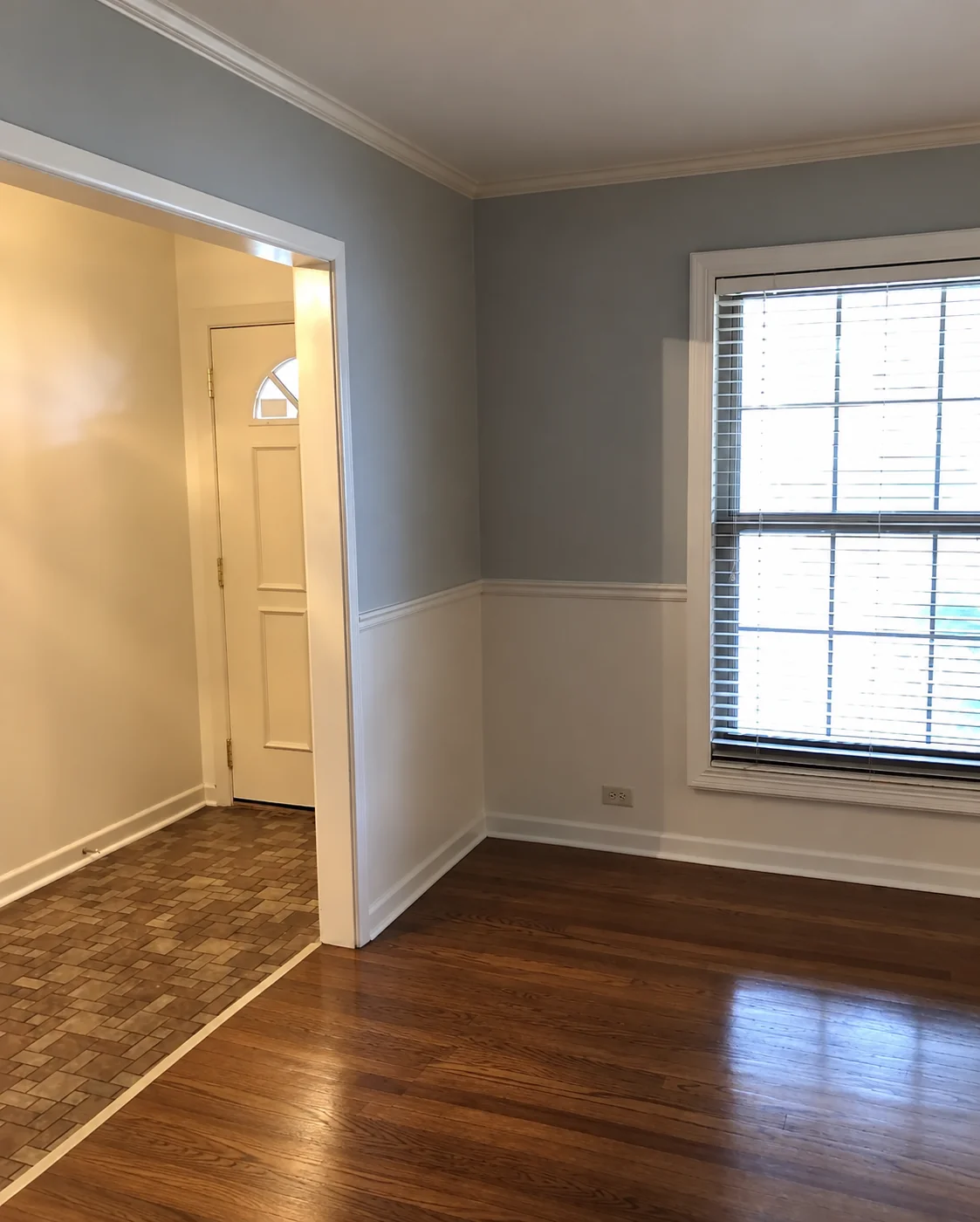 Bright finished room adjoining a remodeled kitchen