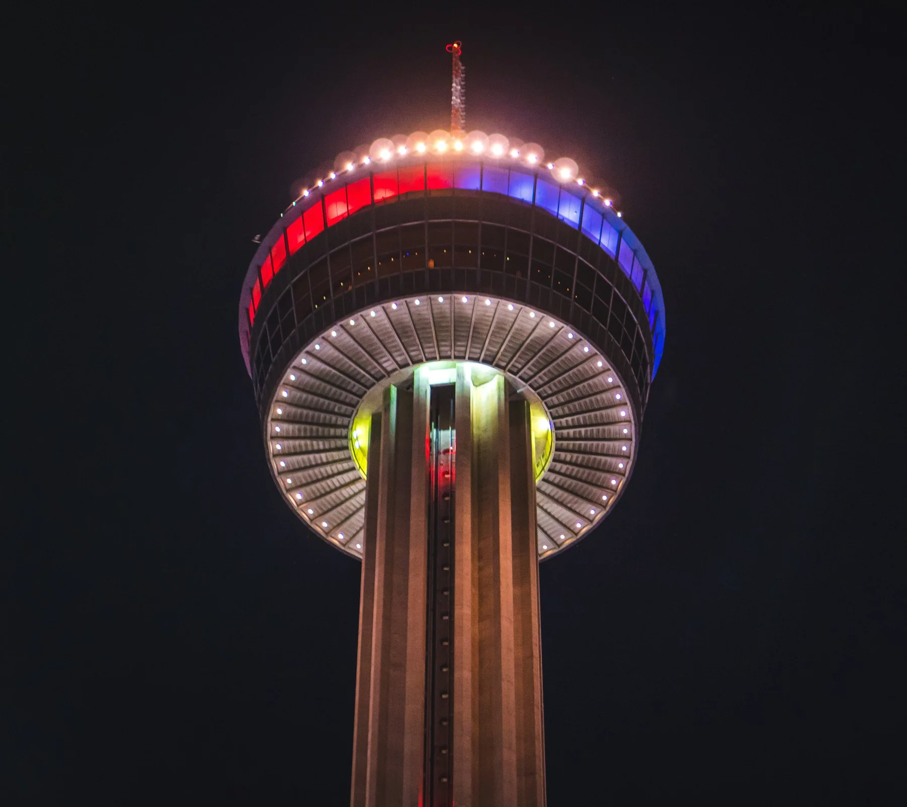San Antonio Tower of the Americas illuminated at night
